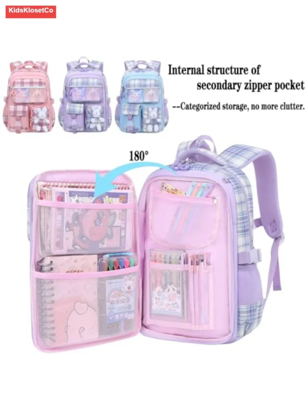 Cute Rabbit Kids Backpack with Pencil Case Set, Nylon